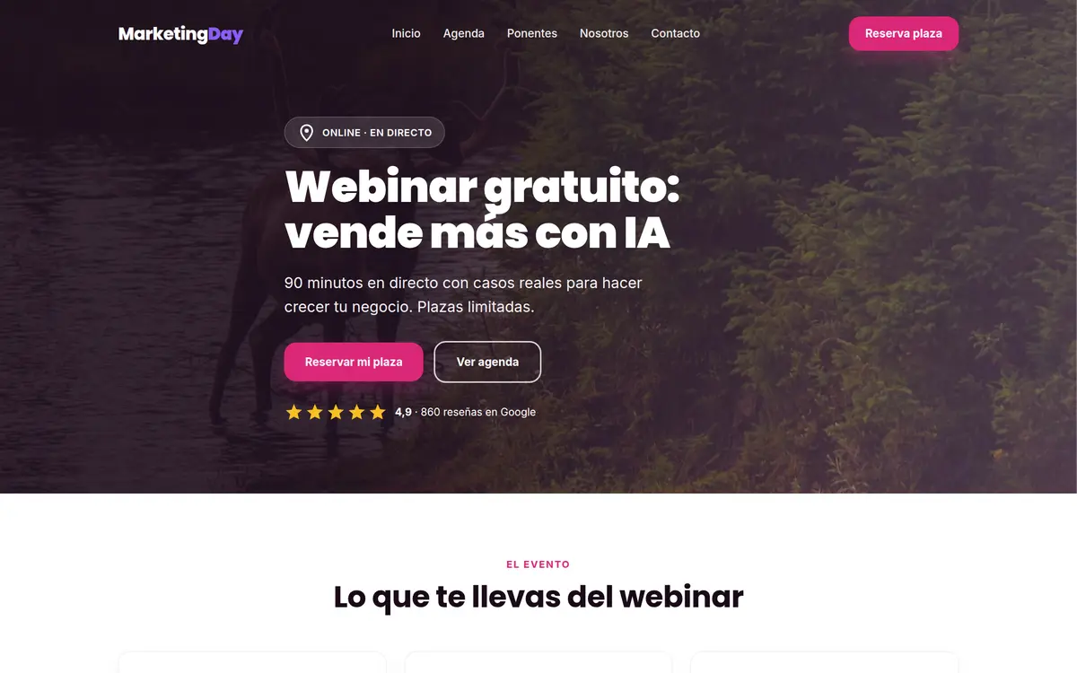 Ejemplo de MarketingDay · Webinar