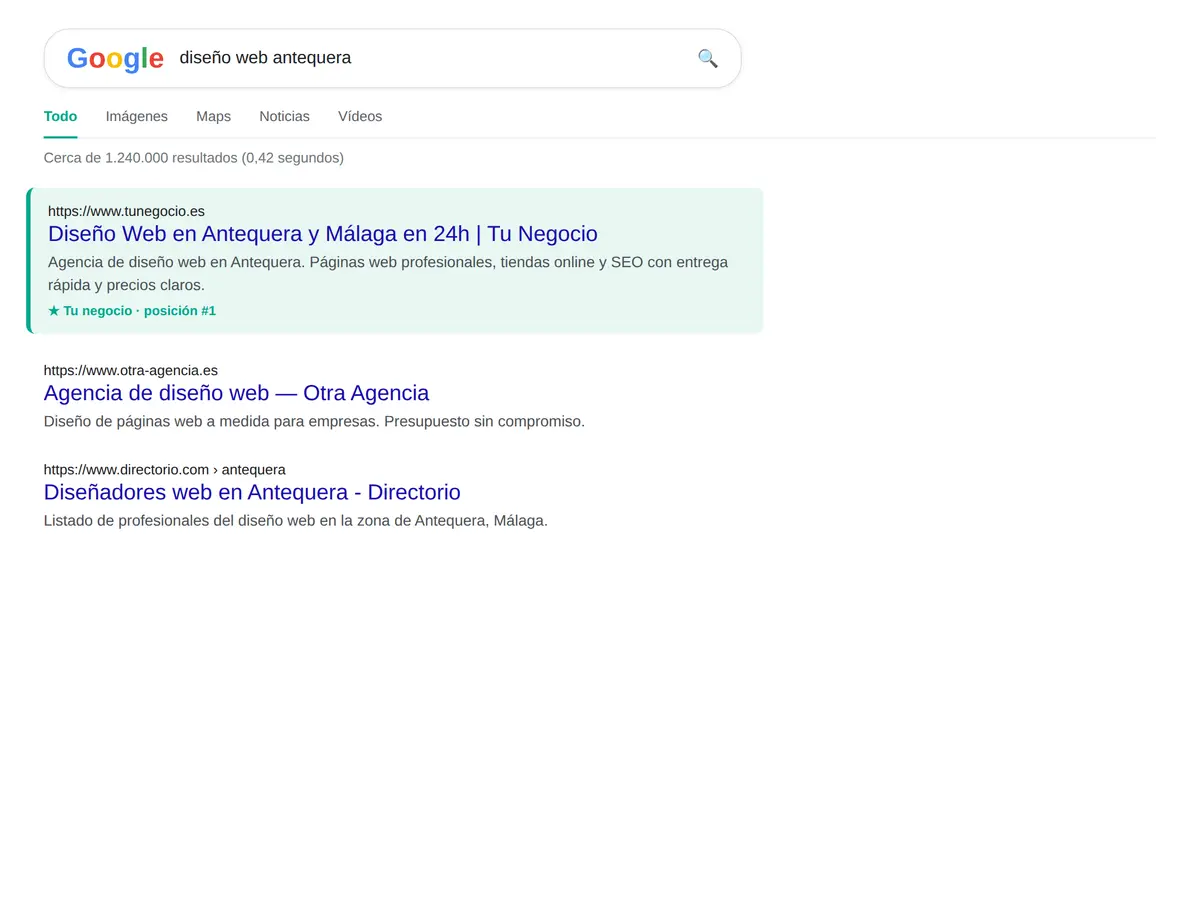 Ejemplo de El primero en Google