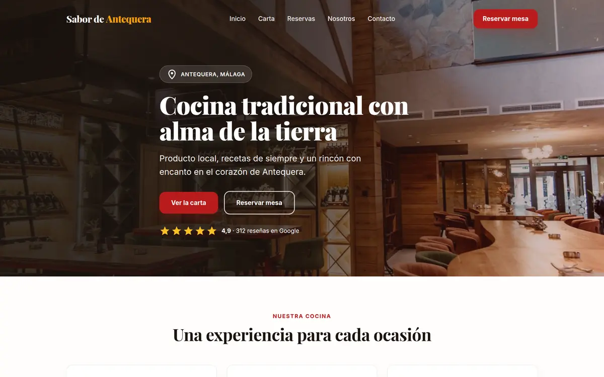 Ejemplo de diseño web para restaurante