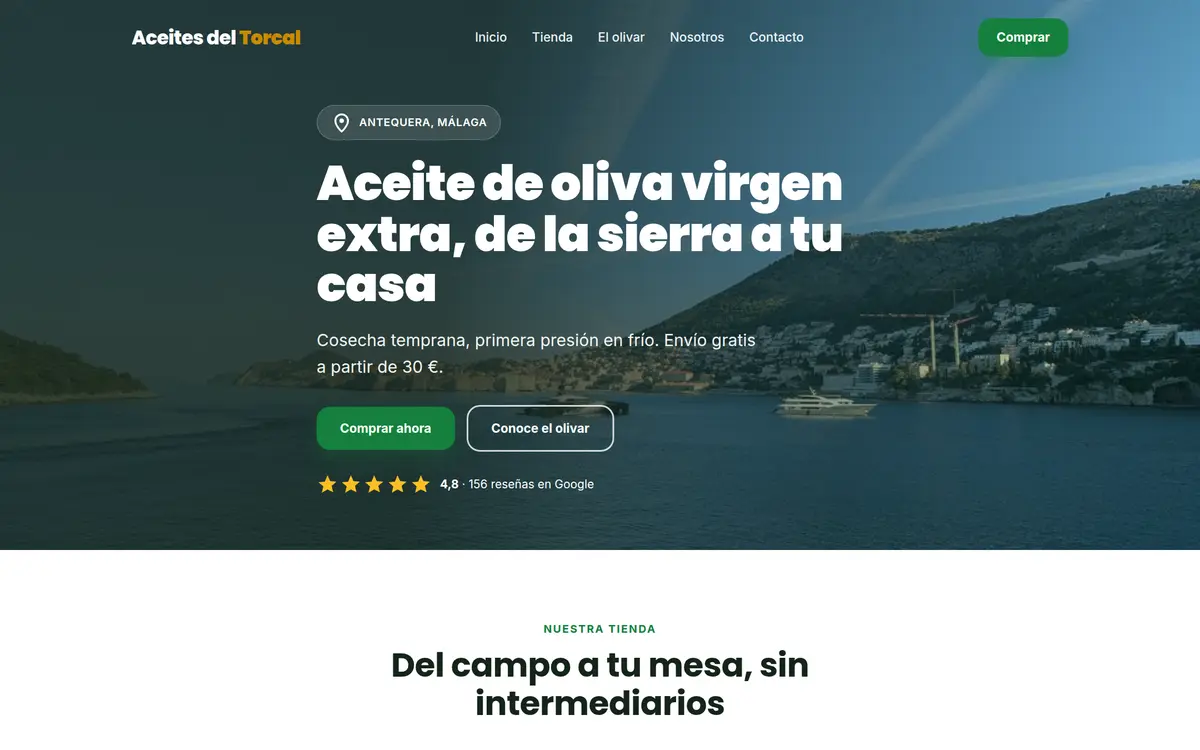 Ejemplo de tienda online de aceite de oliva